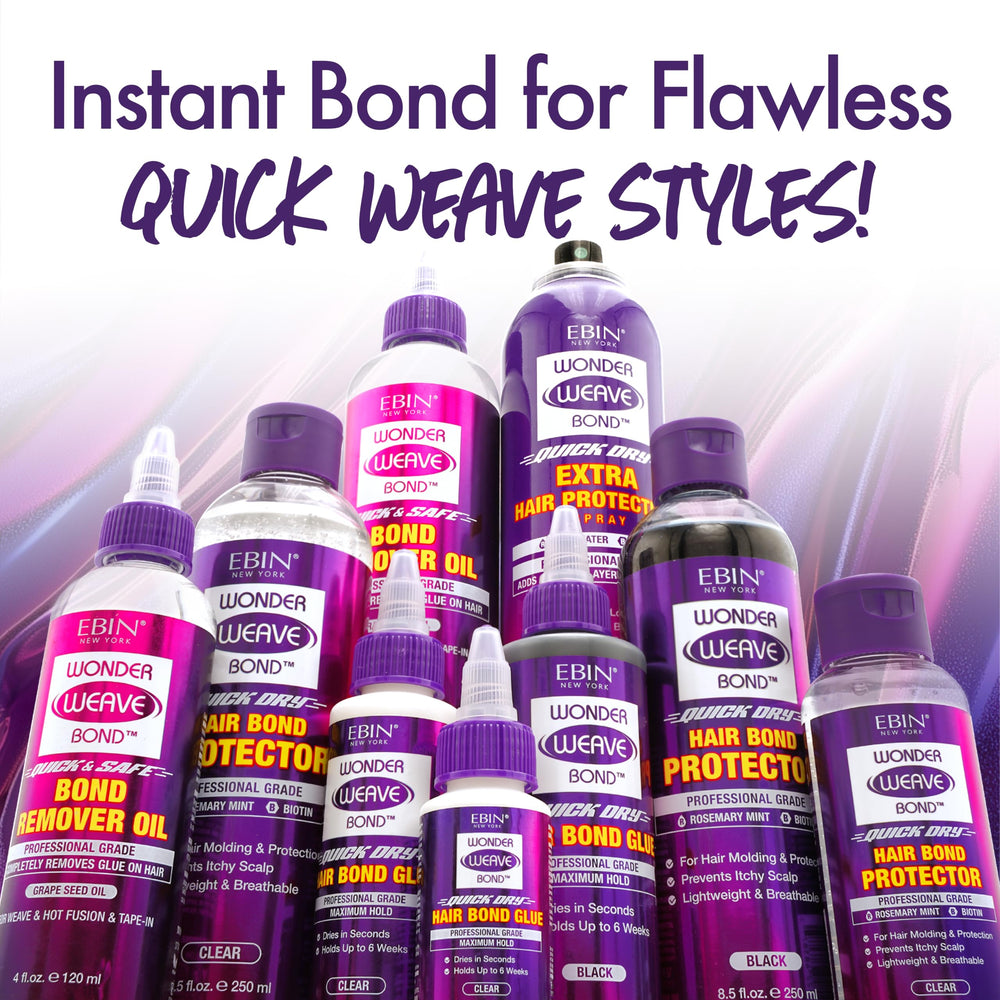 EBIN NEW YORK Wonder Weave Bond Protector, mezcla negra que se integra al cabello oscuro.