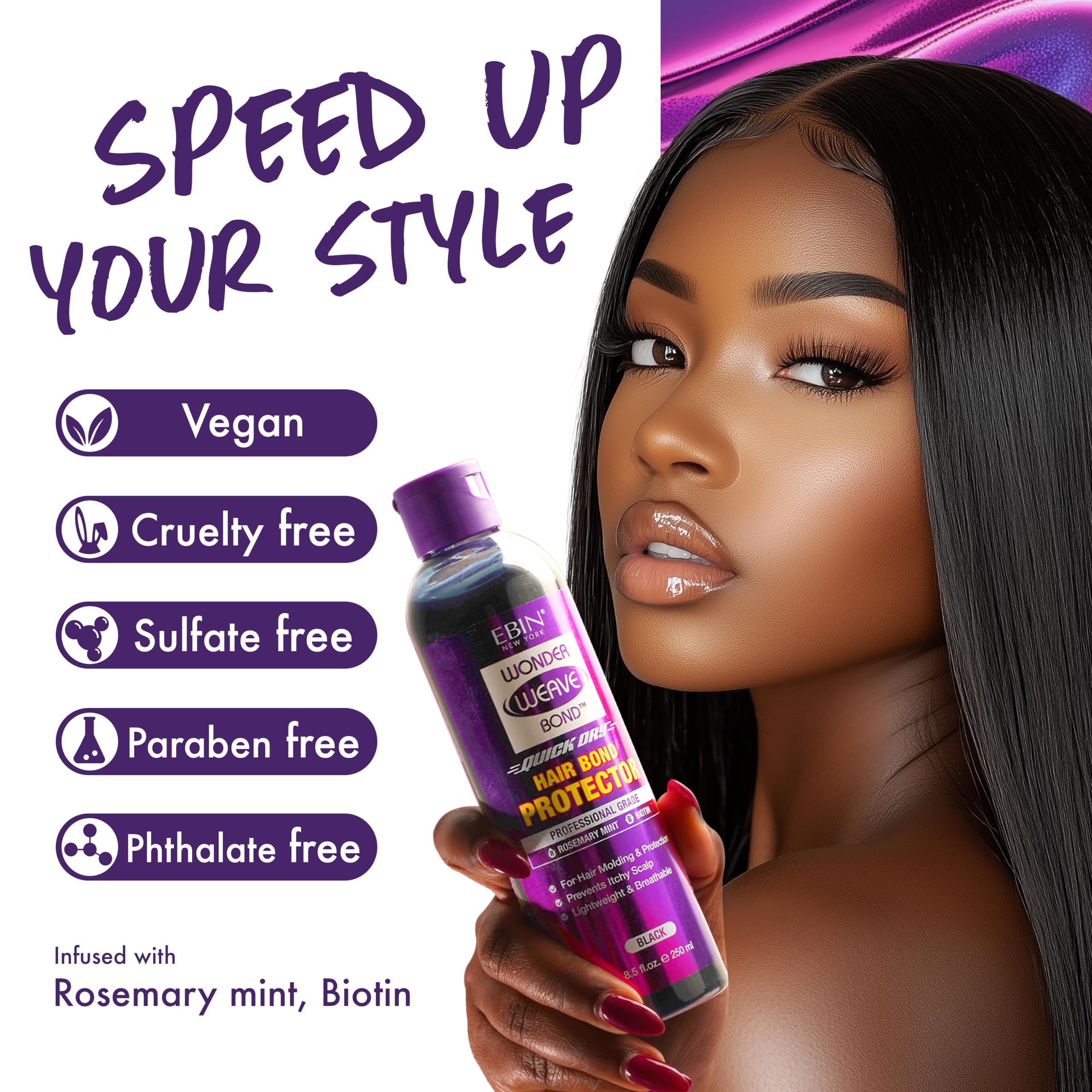 EBIN NEW YORK Wonder Weave Bond Protector, protección sin residuos para cuero cabelludo y cabello.