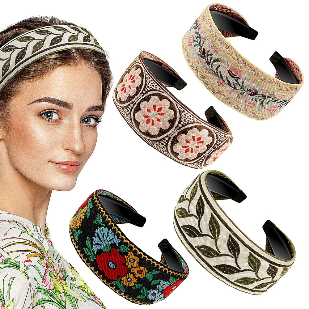 EBOOT diadema bohemia bordada azul, ideal para uso diario y estilo suave.
