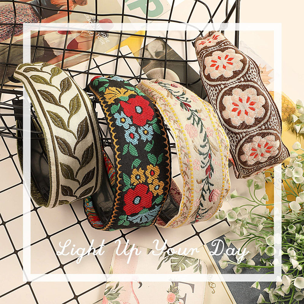 EBOOT diadema bohemia bordada patrón étnico, ideal para outfits festivos.