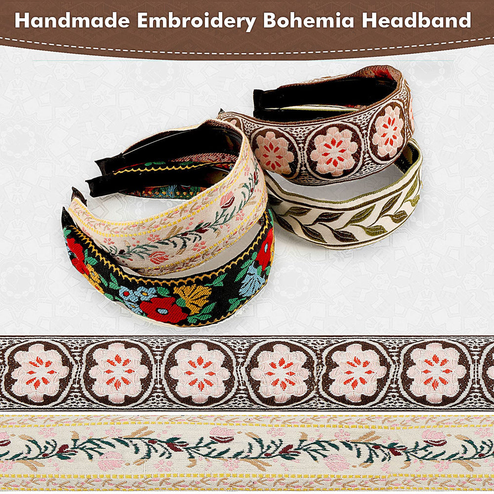 EBOOT diadema bohemia bordada verde, perfecta para reuniones o salidas.