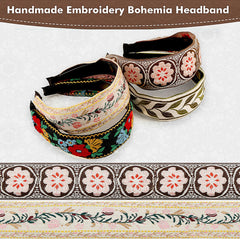 EBOOT diadema bohemia bordada verde, perfecta para reuniones o salidas.