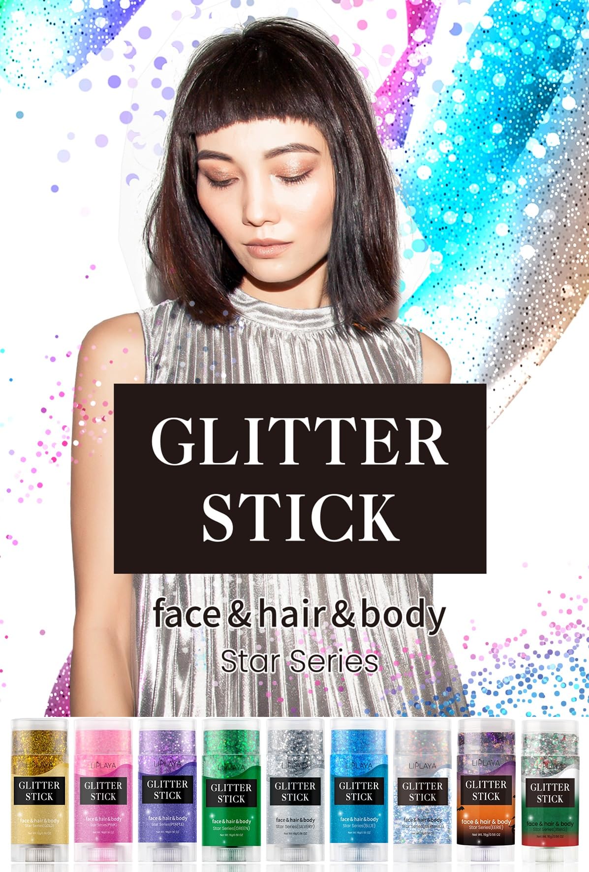 ECDMKF Glitter Gel aplicado, brillo arcoíris que capta la luz