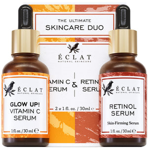 Sérum de vitamina C de Eclat Skincare en botella para brillo suave.