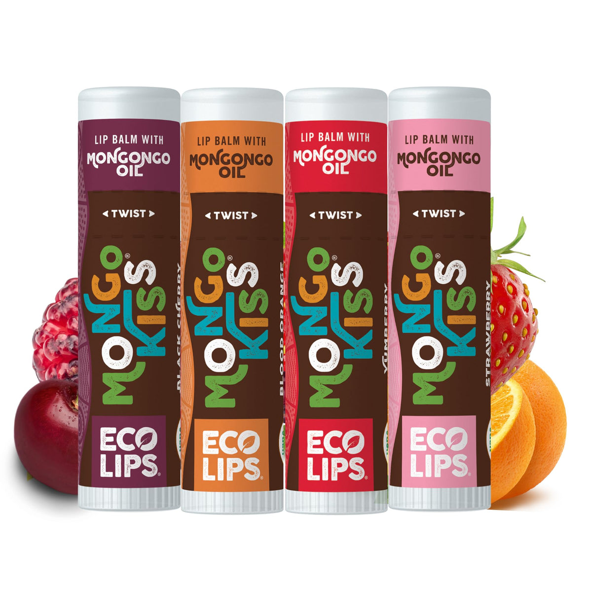 Eco Lips Mongo Kiss empaque frontal con colores brillantes