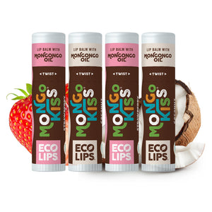 Eco Lips Mongo Kiss cuida labios con estuche de cuatro bálsamos para uso diario.