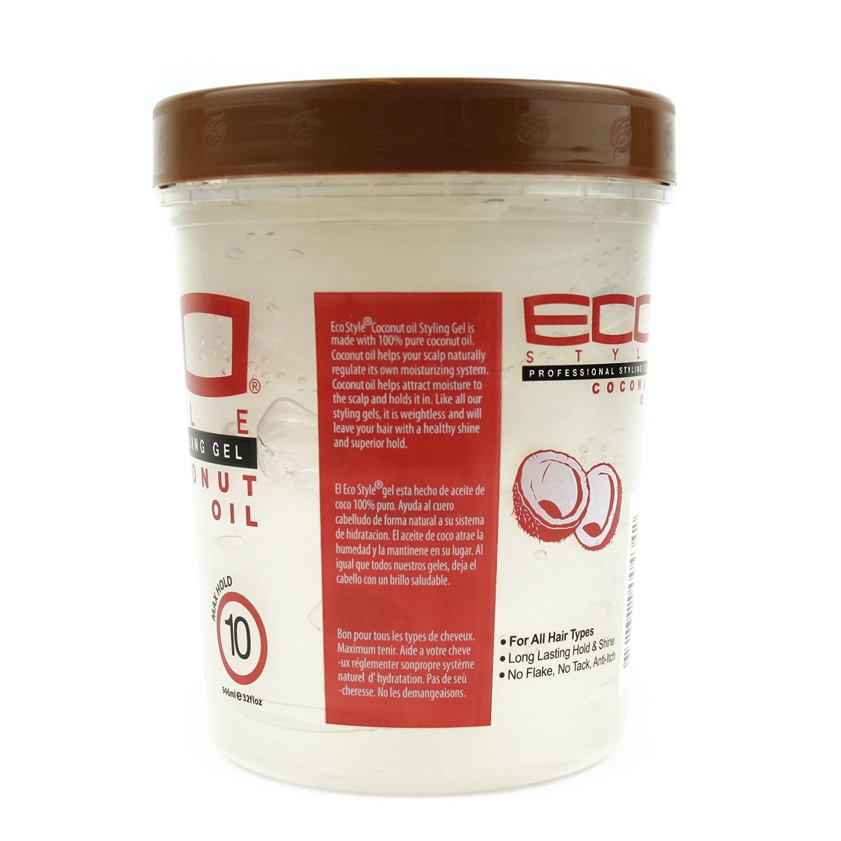 Eco Style Gel Aceite de Coco, aplicación estilizada para peinados duraderos