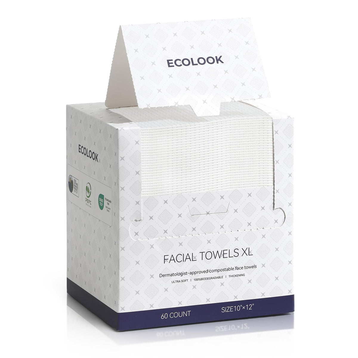 Toalla facial ecolook XL en caja de 60, fácil de usar en casa