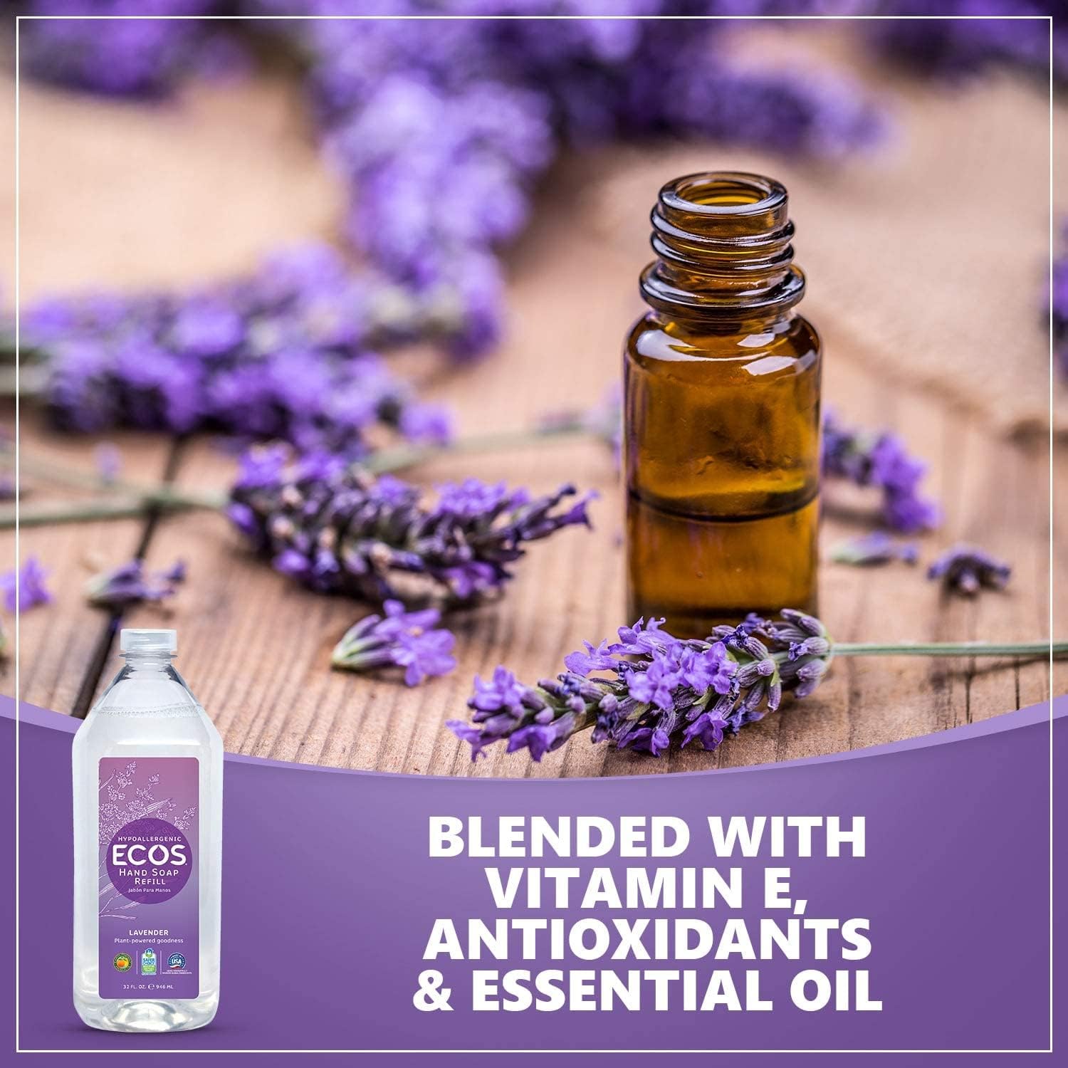 ECOS Jabón de manos lavanda: lavanda fresca para relajación diaria.