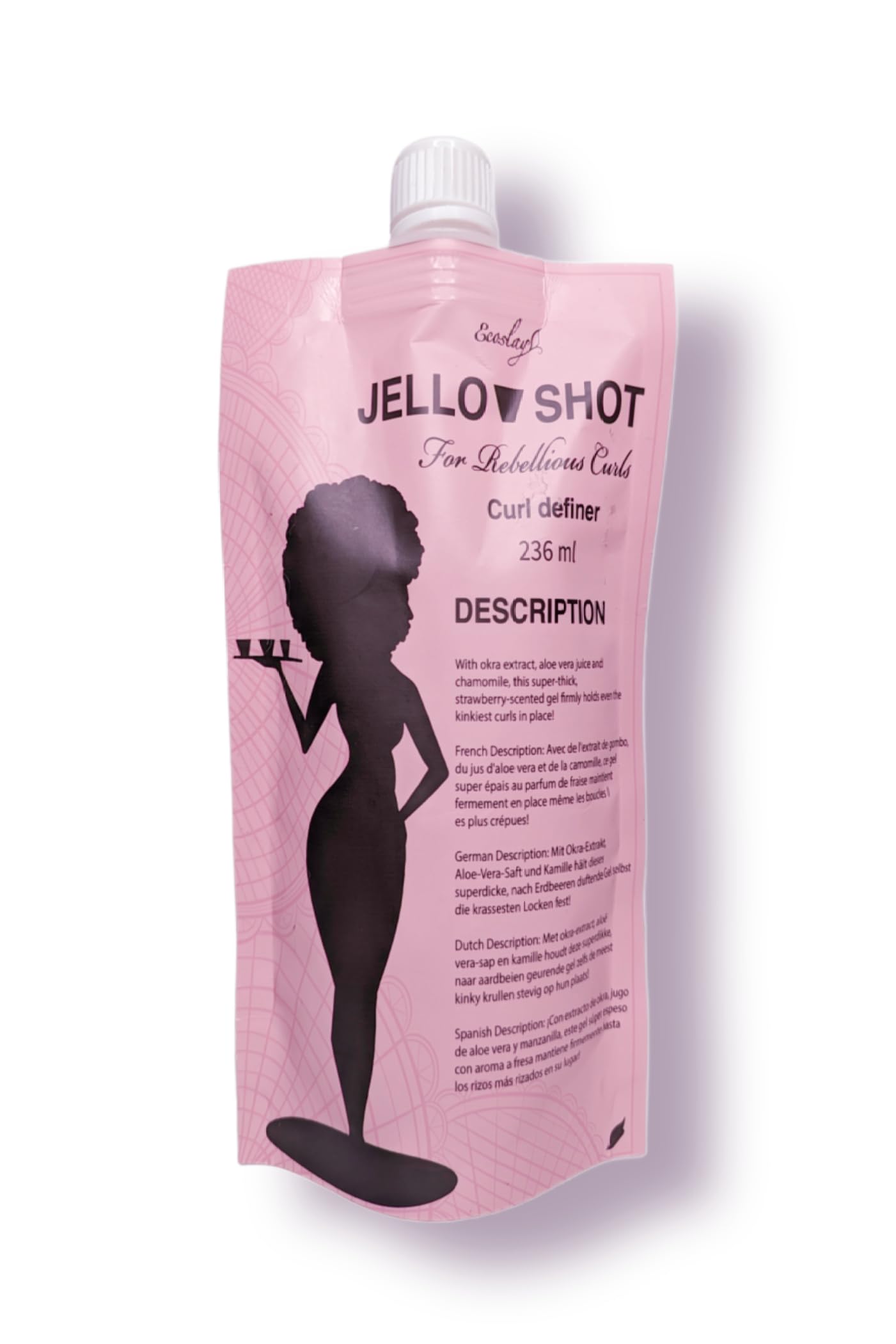 Ecoslay Jello Shot Gel aplicado suavemente para rizos definidos y sin frizz