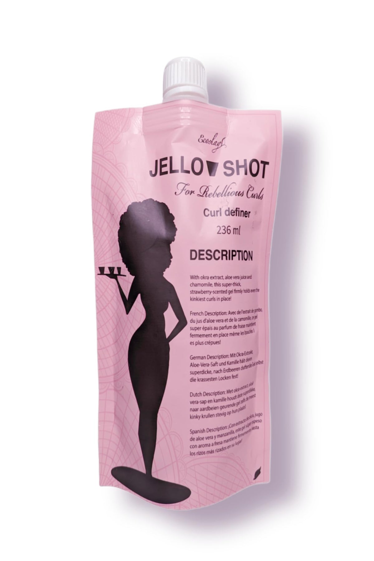 Ecoslay Jello Shot Gel aplicado suavemente para rizos definidos y sin frizz