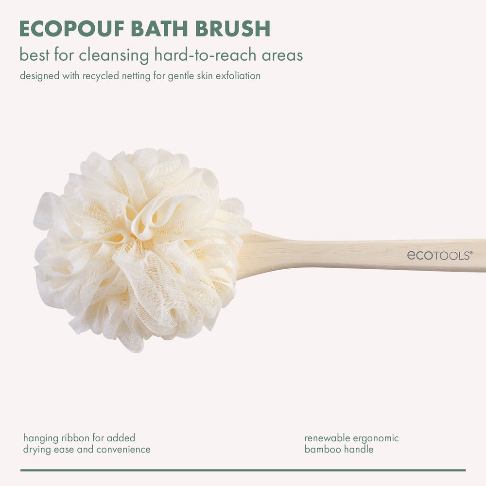 EcoTools EcoPouf paquete de dos cepillos para duchas o baños.