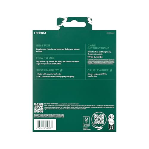 EcoTools Gorra de ducha XL empaque ecológico FSC para consumo responsable.