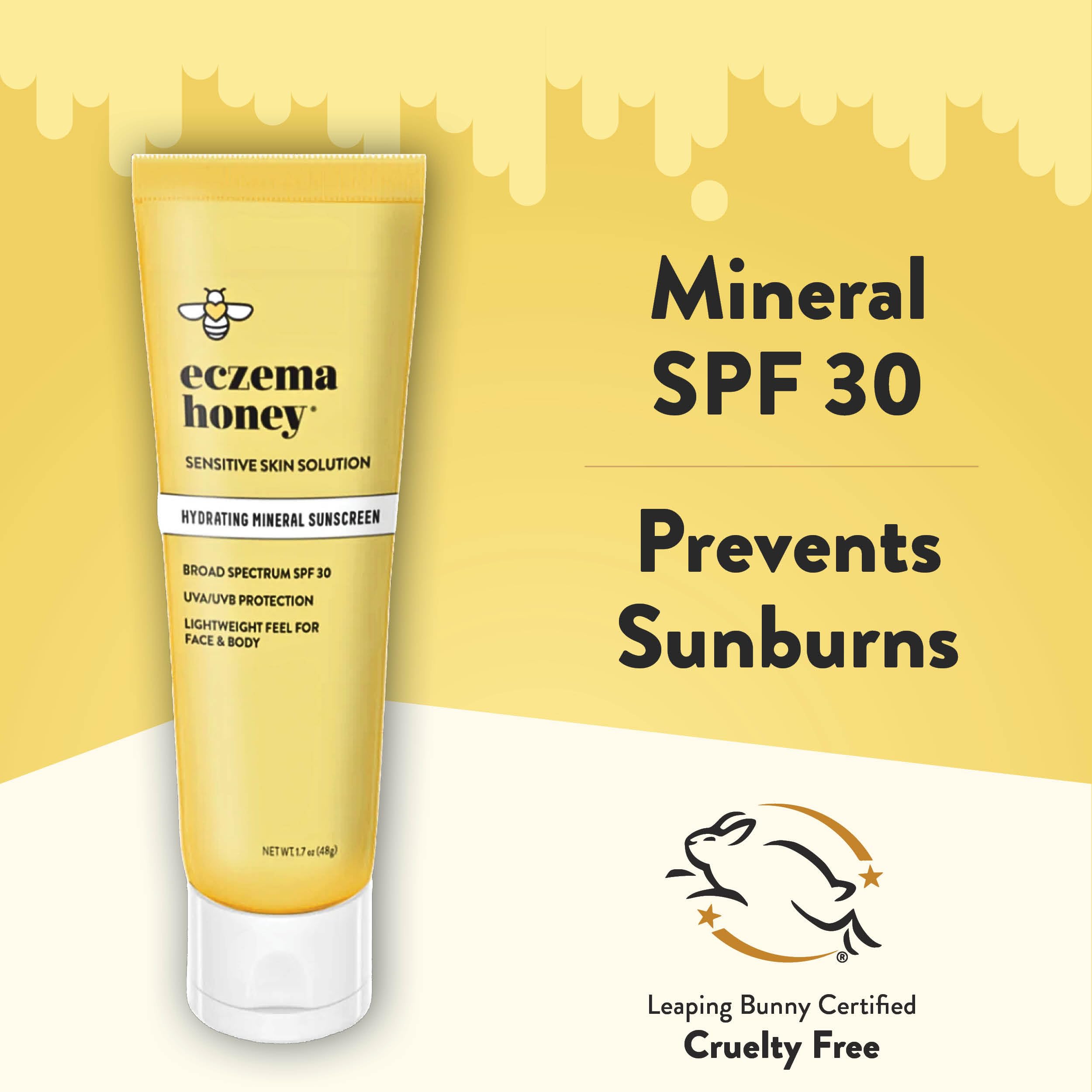 Protector solar mineral de ECZEMA HONEY refuerza la barrera cutánea diariamente.
