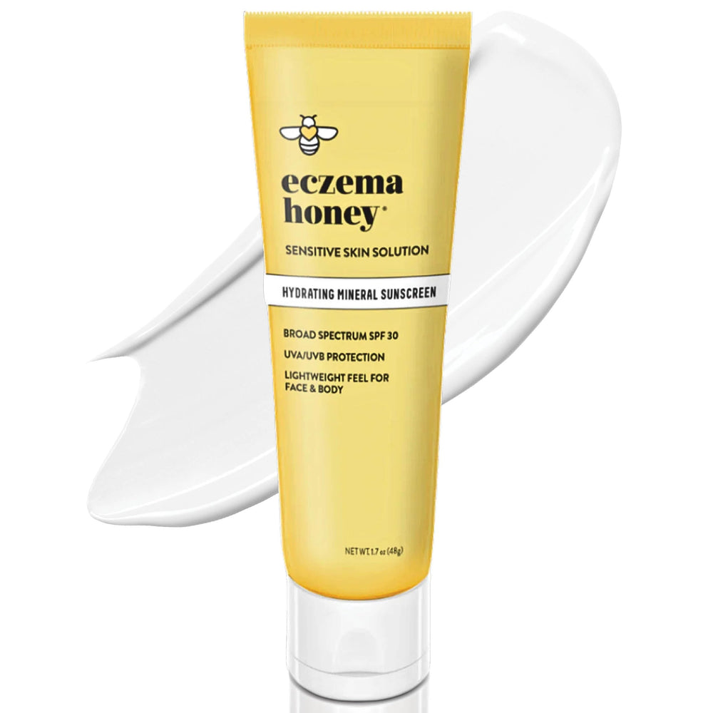 Protector solar mineral SPF 30 de ECZEMA HONEY, textura ligera para rostro y cuerpo.