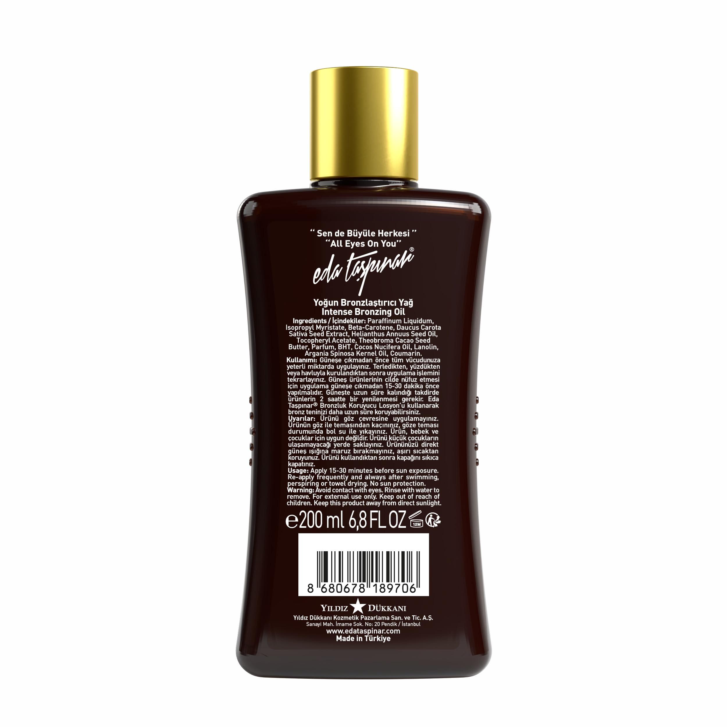 Textura sedosa del bronceador de Eda Taşpınar, se absorbe rápidamente para un acabado natural.