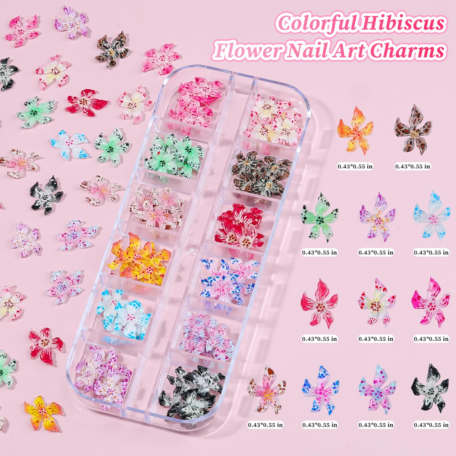 Accesorios de flores coloridas edittime para uñas, combinaciones infinitas.