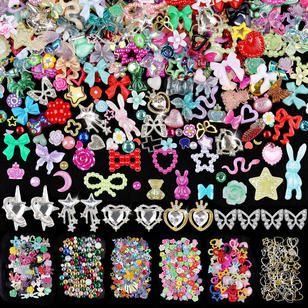 Edittime charms para uñas mixtos, 650 piezas para decorar con estilo.
