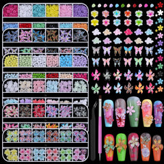 Adornos de flores de edittime para uñas, juego de 6 colores para diseños llamativos.