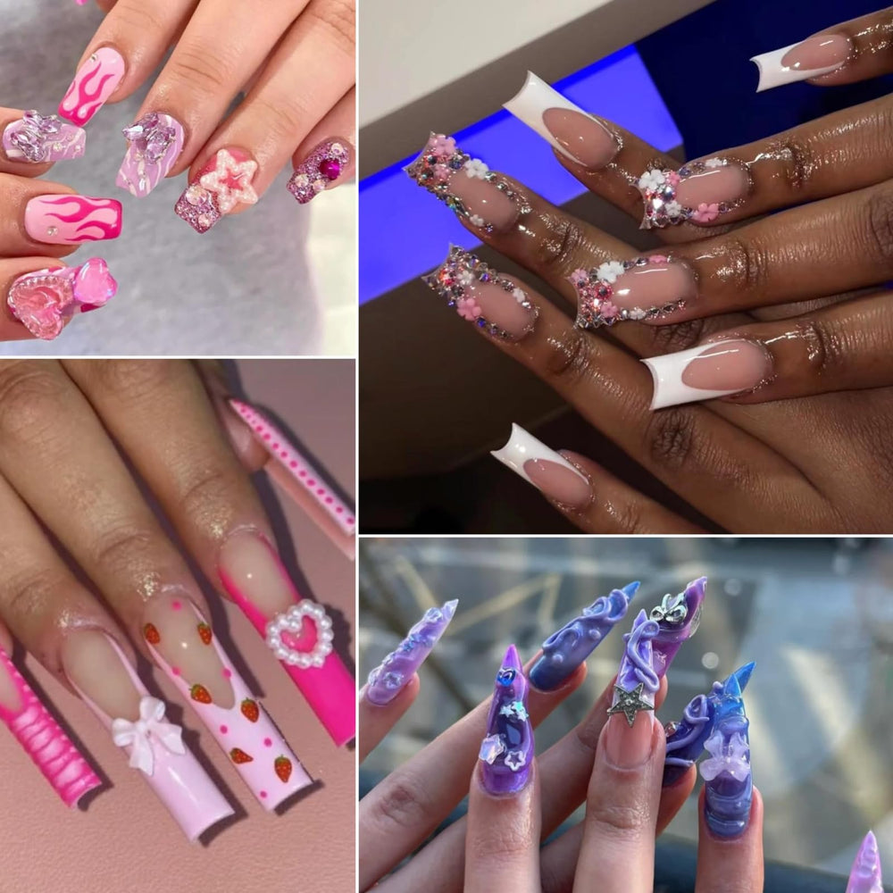 Edittime tachuelas metálicas huecas, 50 piezas para efectos 3D en uñas.