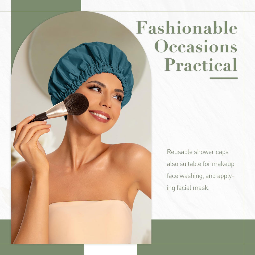 Gorro de ducha Edoneery con elasticidad alta, ajuste seguro para cabello largo.