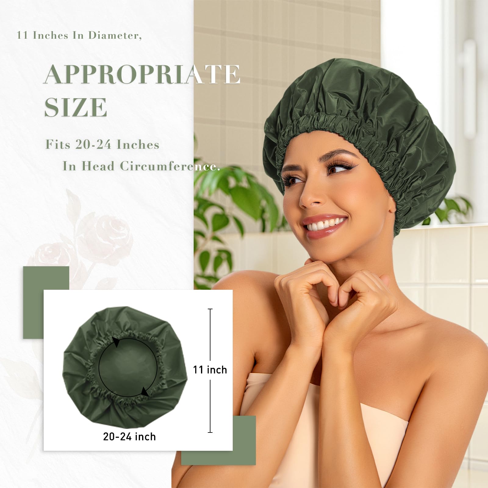 Gorro Edoneery de ducha con elasticidad resistente para un ajuste seguro durante el baño.