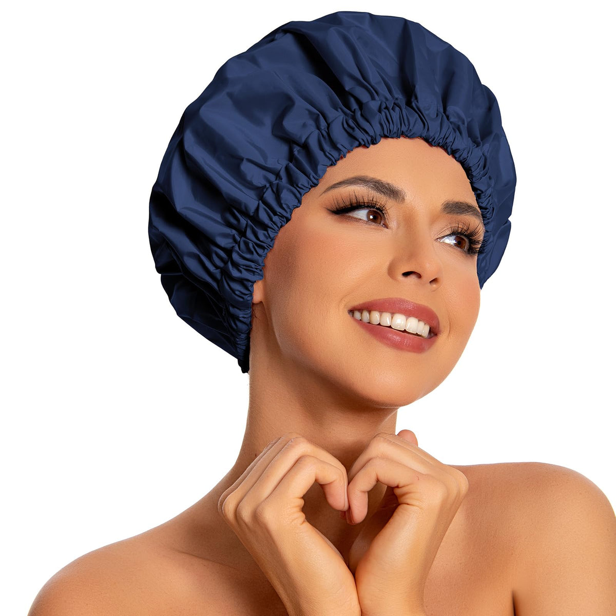 Gorro de ducha Edoneery navy, exterior elegante para duchas diarias.