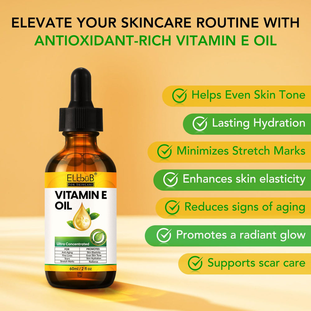 ELBBUB Aceite Vitamina E para cuerpo, deja la piel hidratada y luminosa.