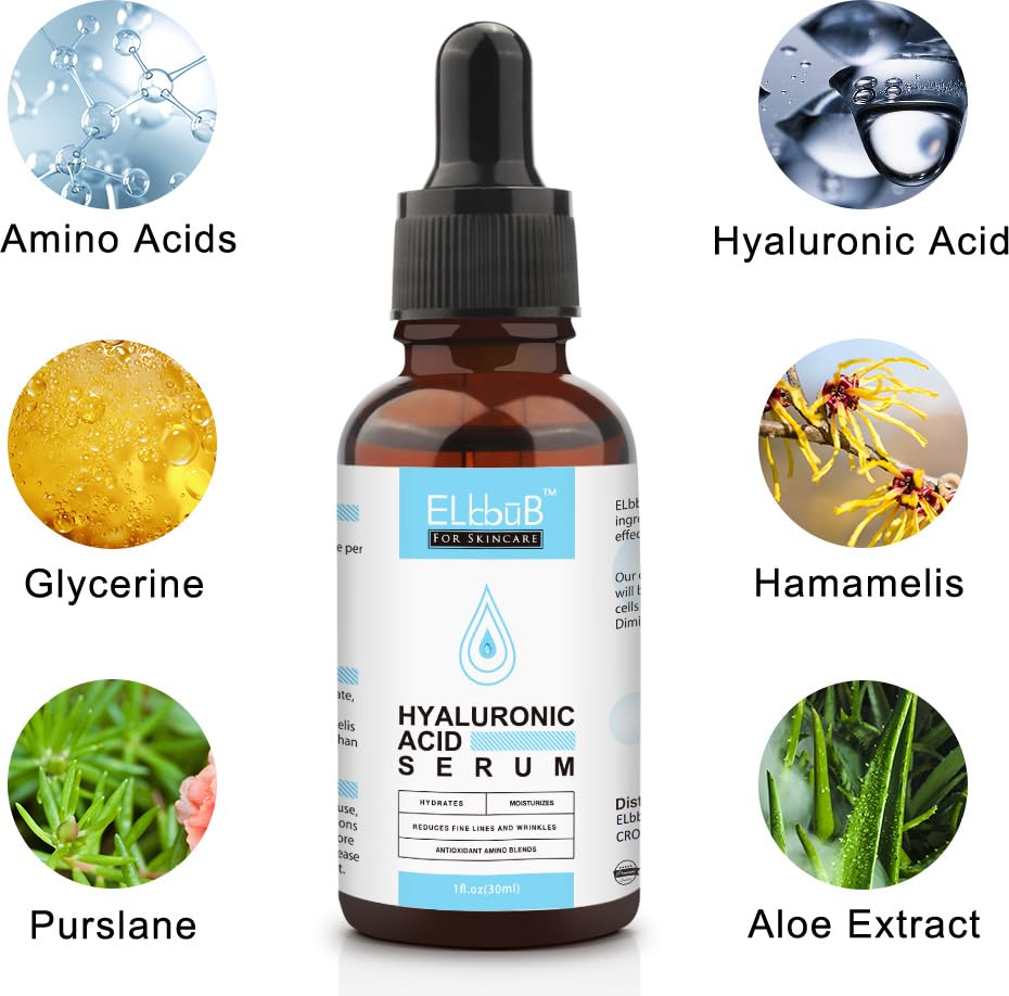 Botella ELBBUB Ácido Hialurónico 30 ml, absorción rápida y agradable.