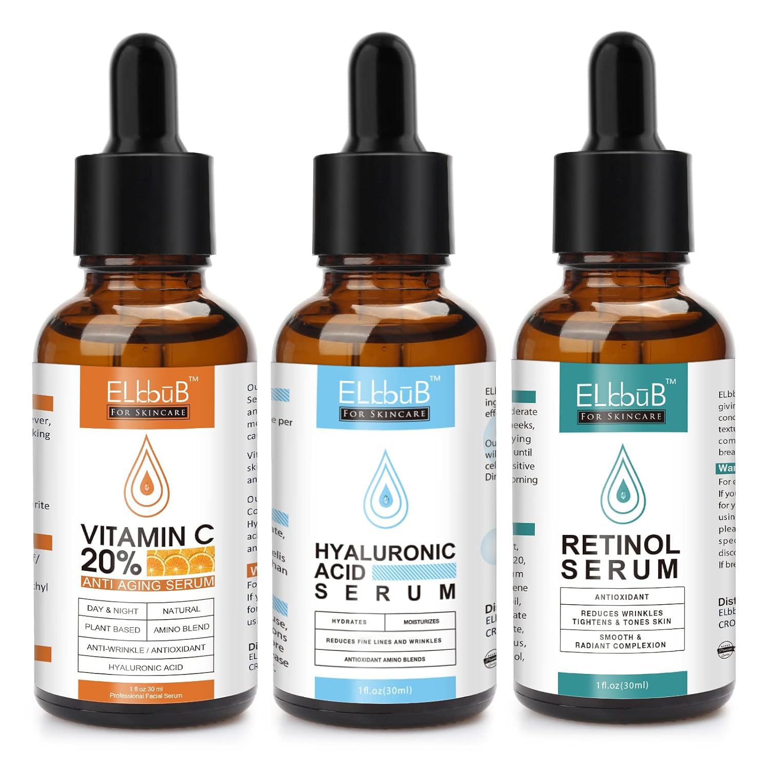 ELBBUB Vitamina C: botella de 30 ml para hidratación diaria y vitalidad de la piel.