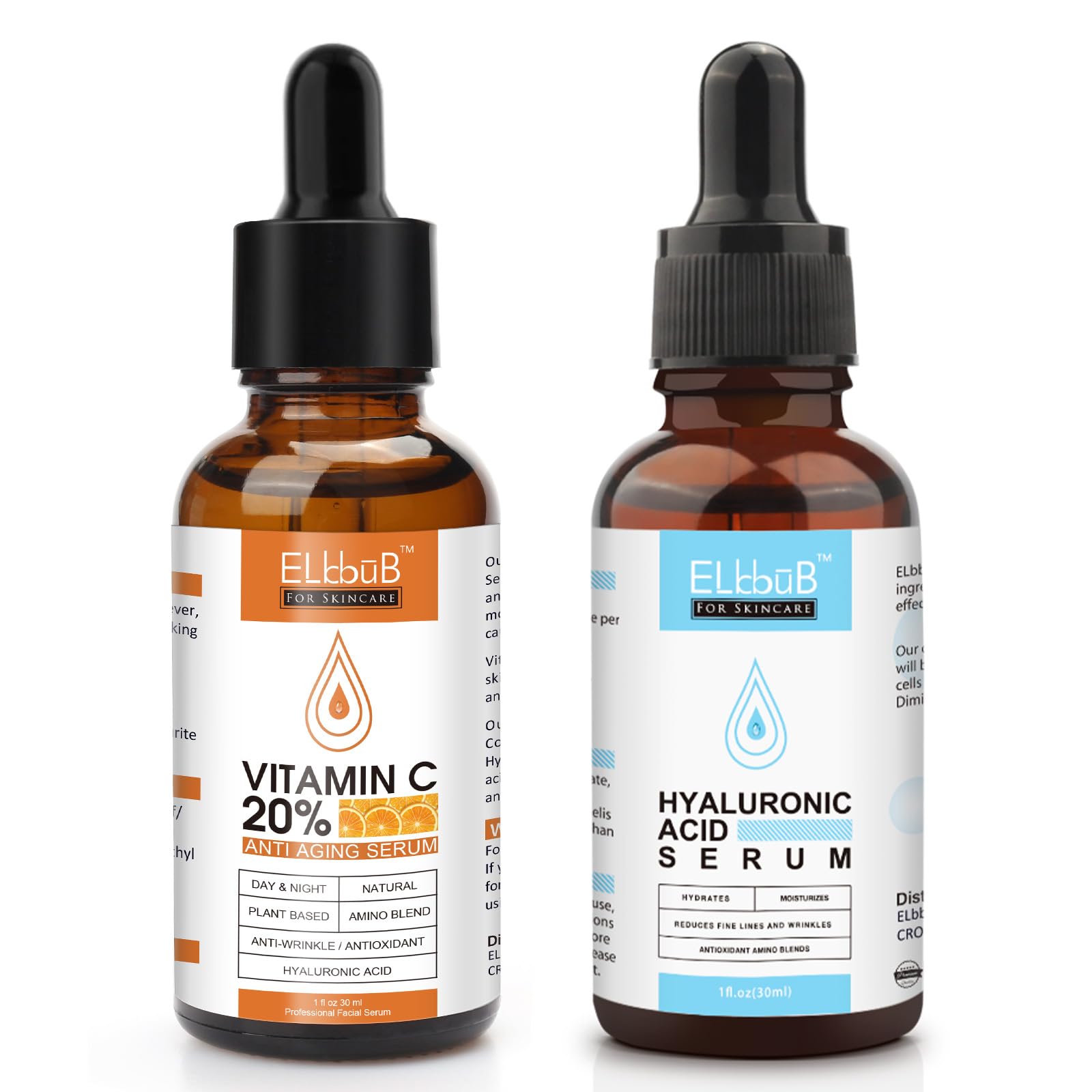 Elbbub serum Vitamina C para rostro, ilumina la piel y suaviza la textura.