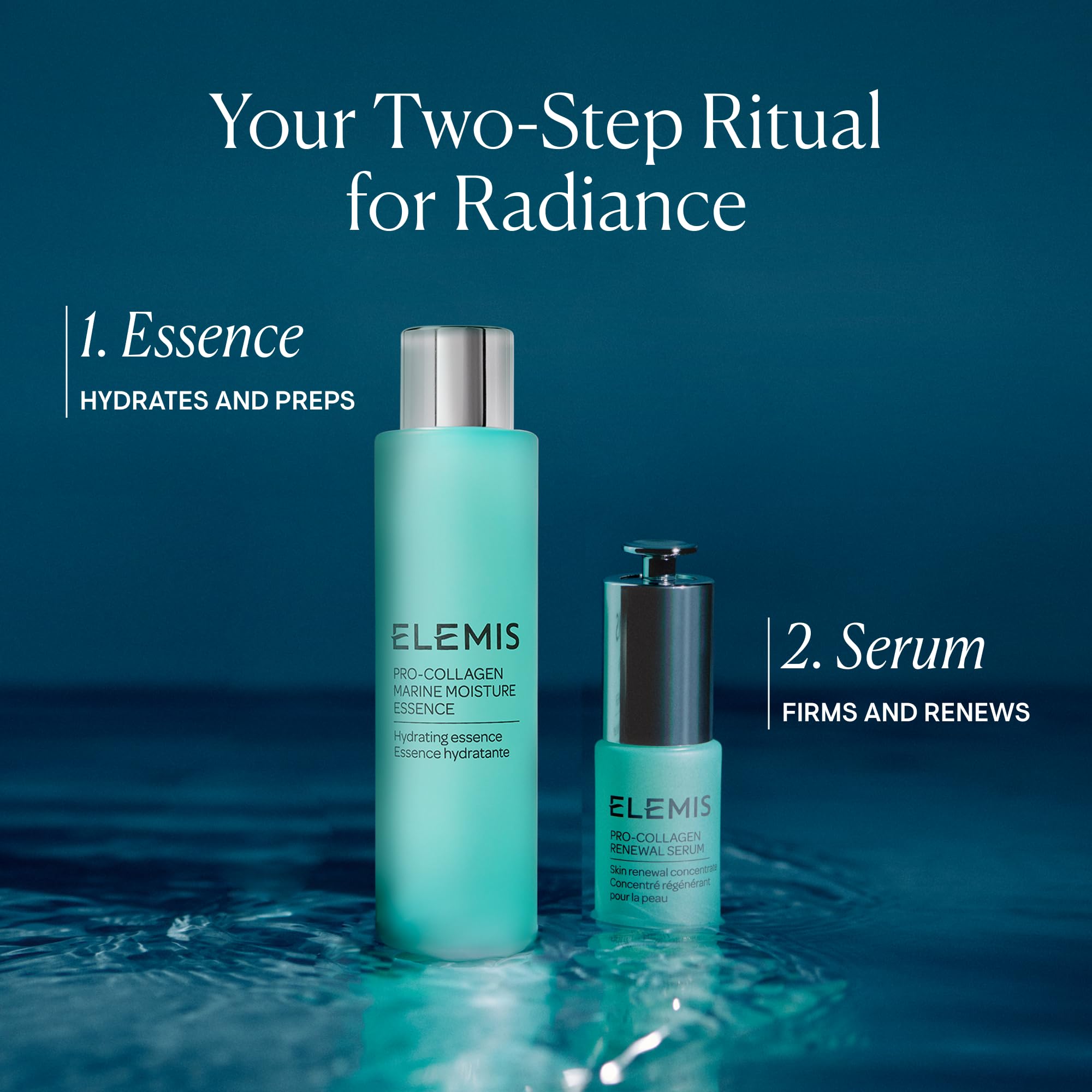 Aplicación en rostro con ELEMIS Pro-Collagen Marine Moisture Essence.