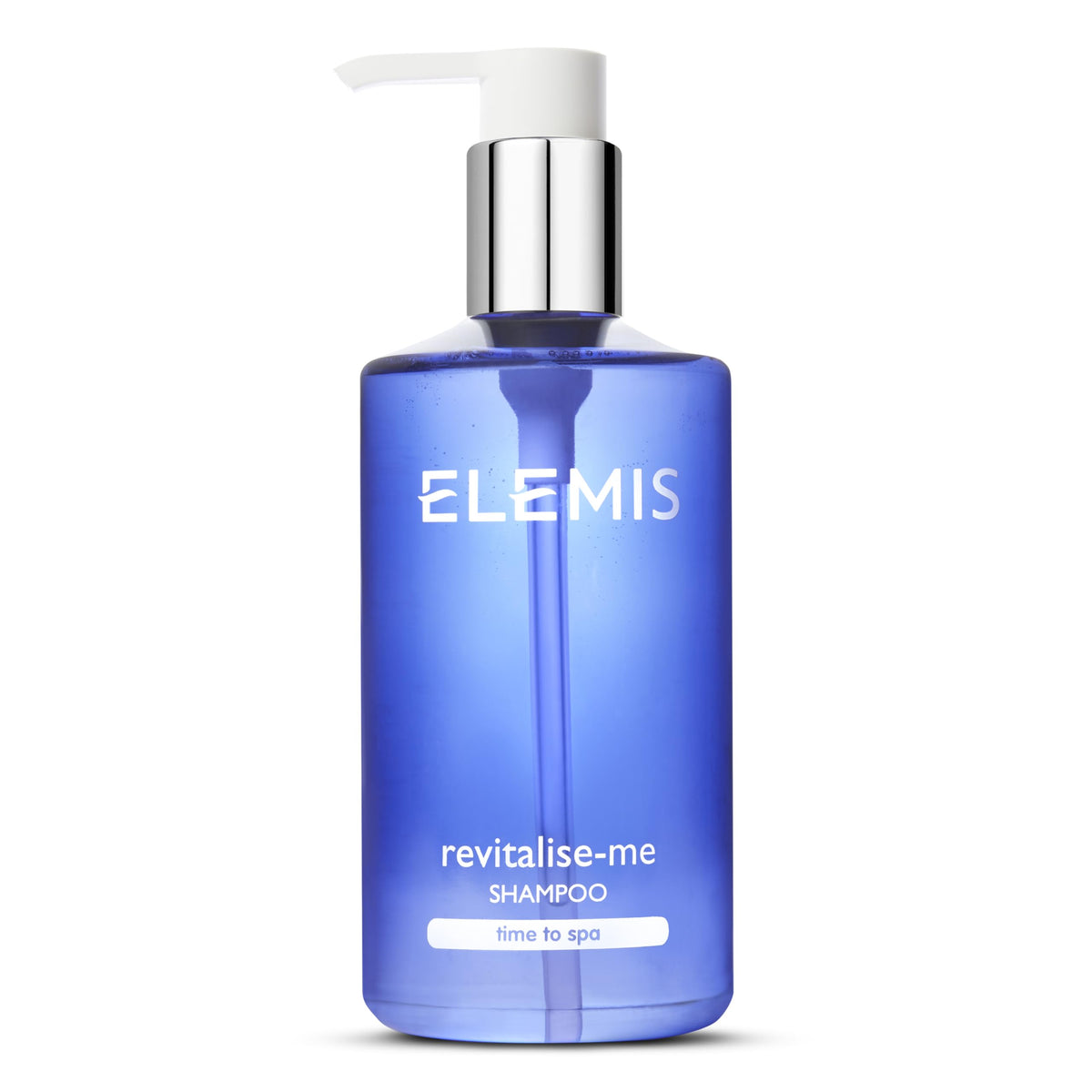 ELEMIS Revitalize-Me Shampoo botella vertiendo, aroma vigorizante para despertar el cuero cabelludo