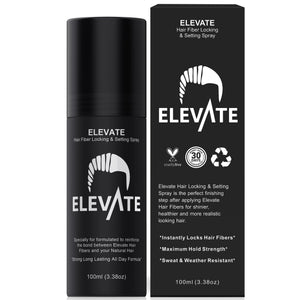 Elevate fijación de fibras capilares, botella, mantiene el look intacto todo el día.