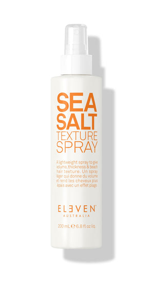 ELEVEN AUSTRALIA Sea Salt Texture Spray: botella visible para volumen natural sin rigidez.