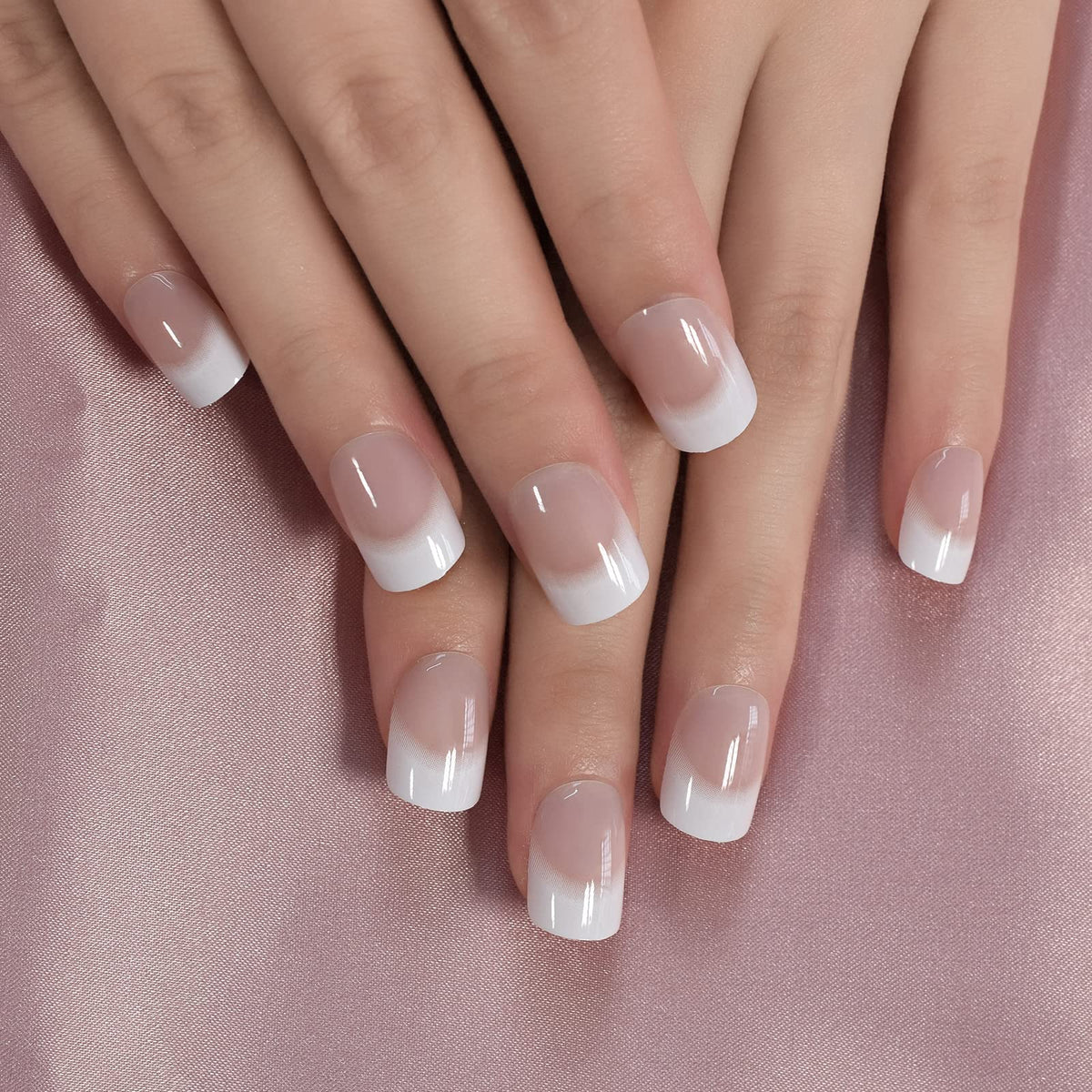 Elevenail uñas postizas nude natural francesas, para uso diario