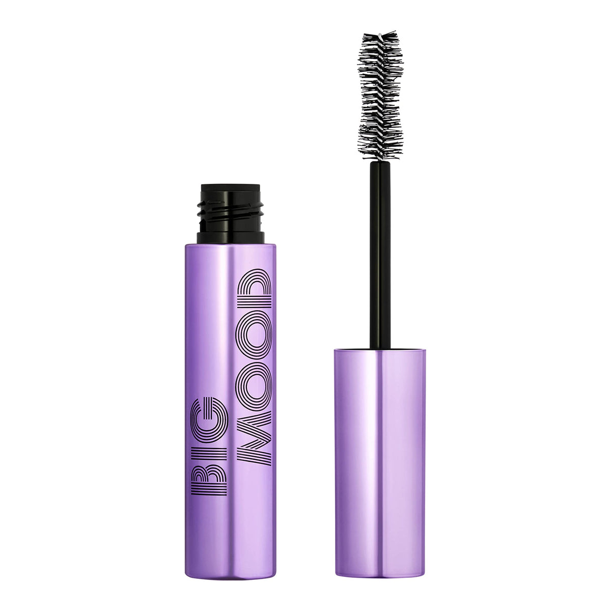 e.l.f. Big Mood Mascara aplicada con aplicador de reloj de arena para volumen intenso.
