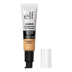 e.l.f. Crema CC Camo Hidratante envase: acabado radiante y cobertura total.