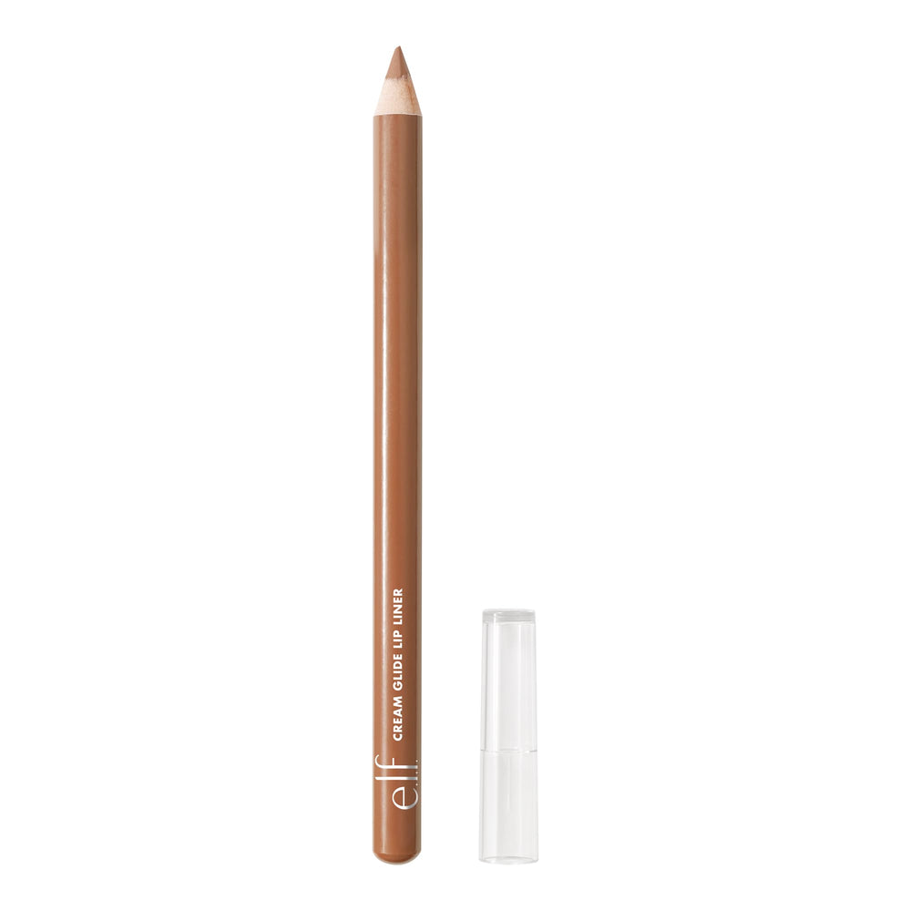 e.l.f. Cream Glide Lip Liner muestra color Baddest Beige en piel con acabado sedoso