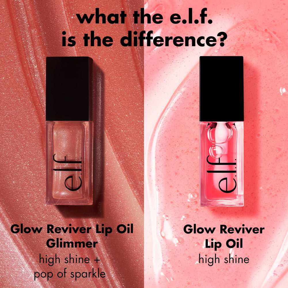 Nueva sombra ultra brillante de e.l.f. Glow Reviver Lip Oil para un toque glamoroso.