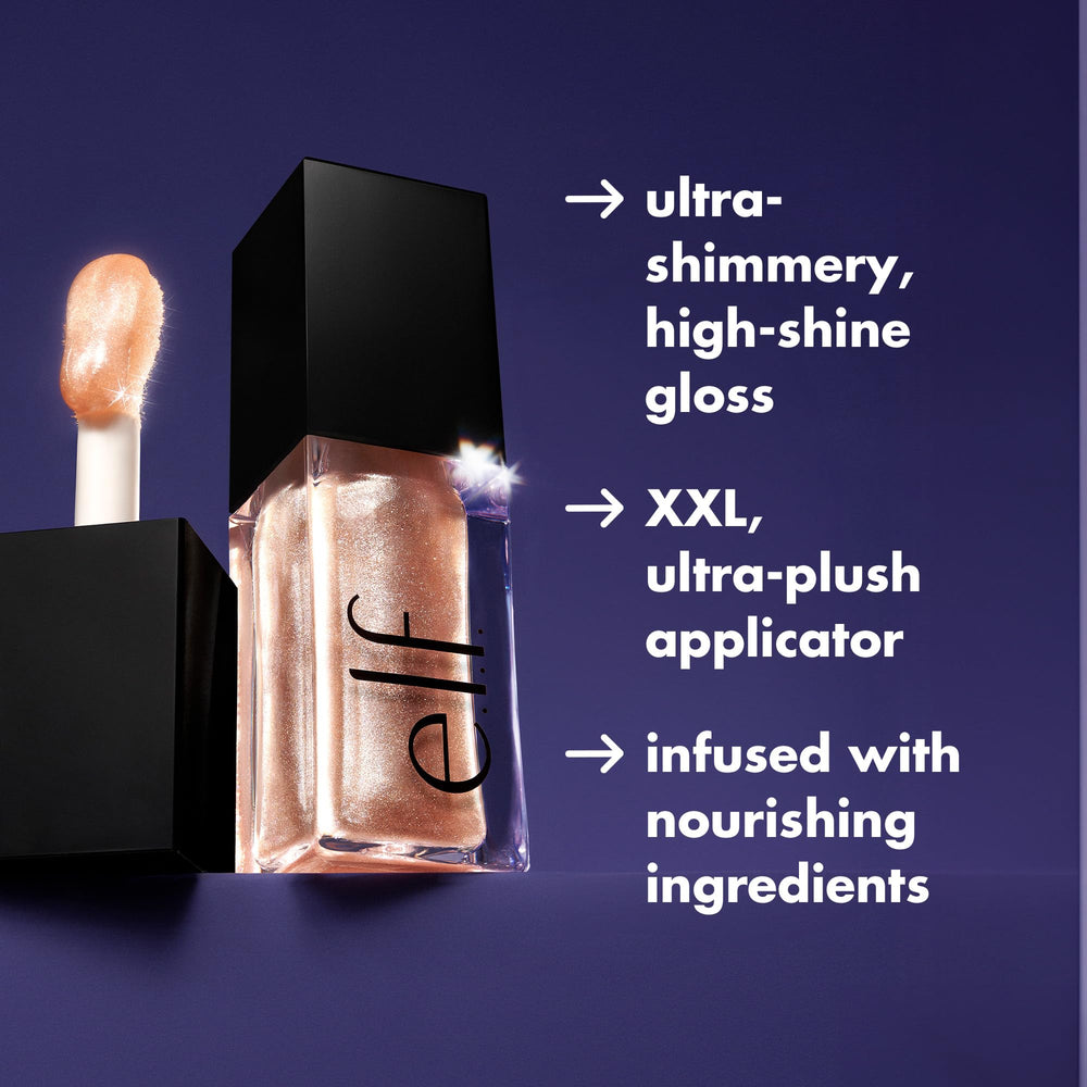 e.l.f. Glow Reviver Lip Oil, tono glimmer para un acabado llamativo.