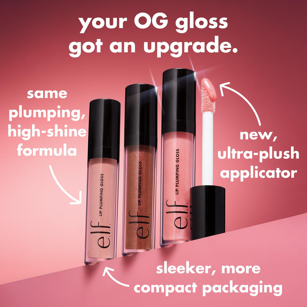 e.l.f. Lip Plumping Gloss, vitamina E y coco para labios cómodos.
