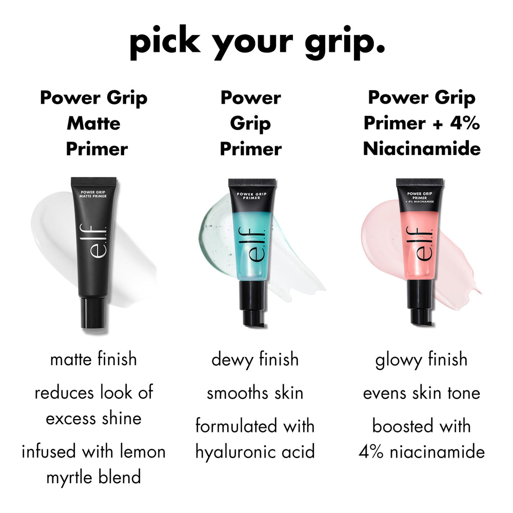 e.l.f. Power Grip Matte Primer, lemon myrtle ofrece aroma fresco y cuidado ligero.