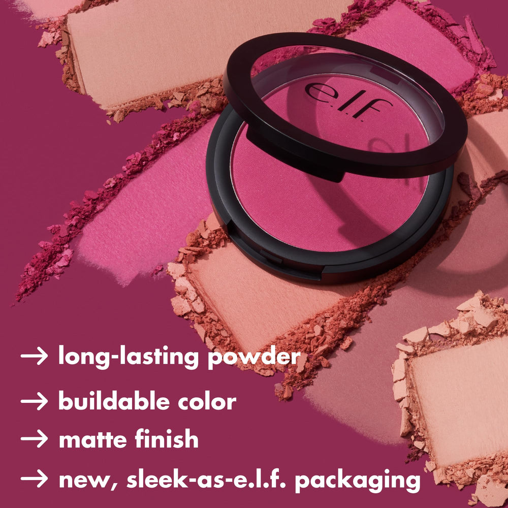 e.l.f. Primer-Infused Blush durazno mate realce sutil de las mejillas