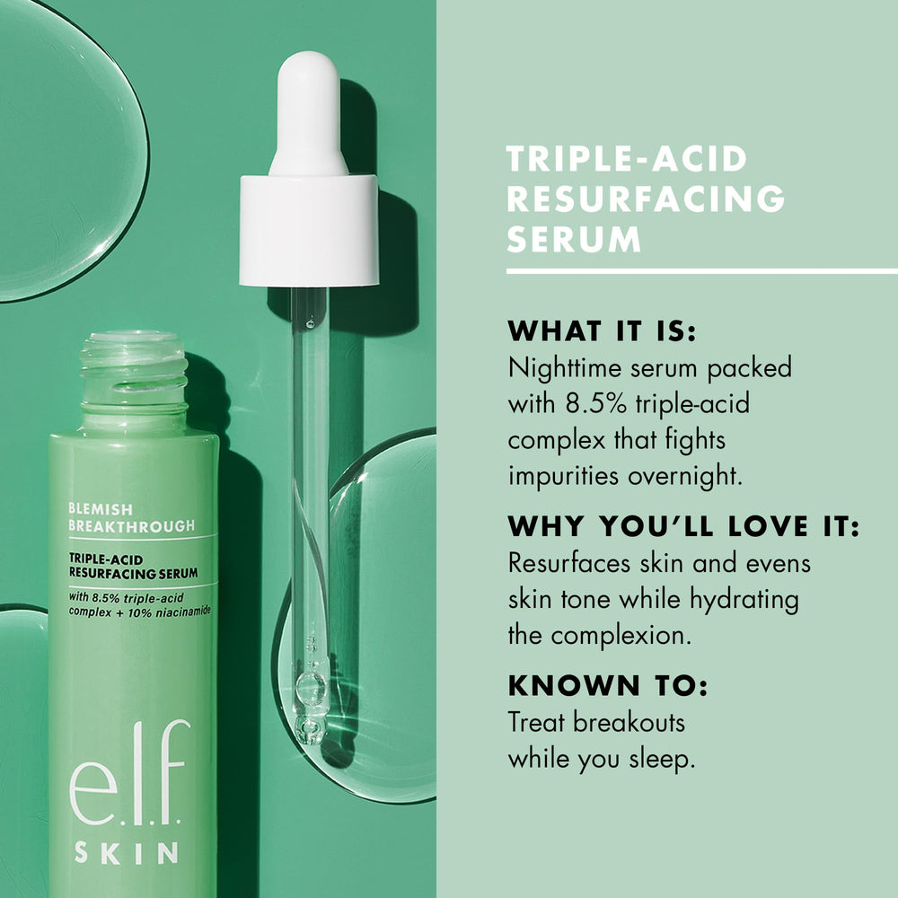 e.l.f. SKIN Blemish Breakthrough, textura sedosa al aplicar para piel más suave.