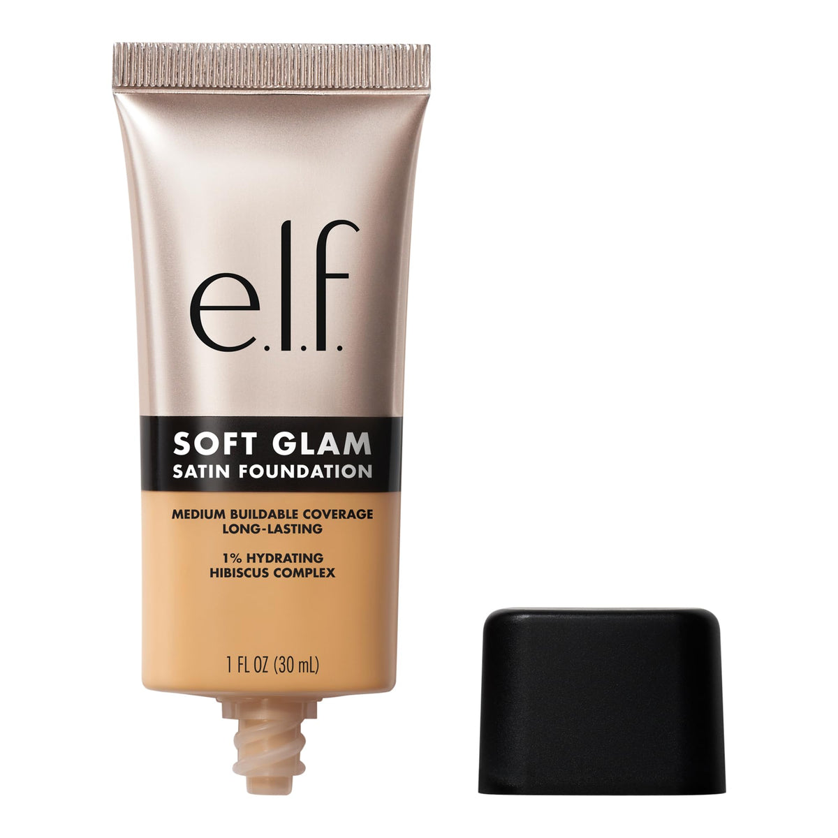 e.l.f. Soft Glam Foundation en botella, acabado satinado para piel suave.