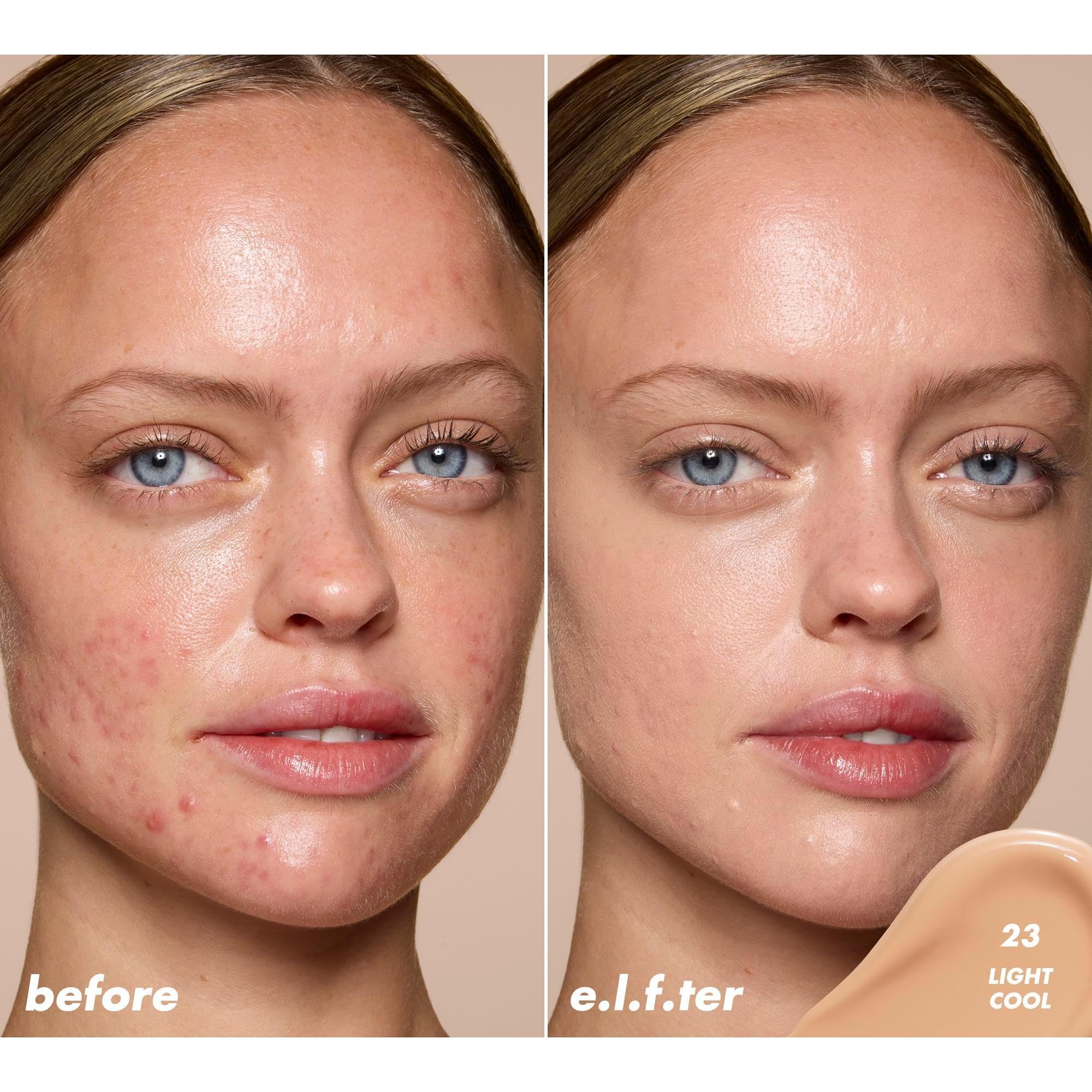 Acabado satinado de e.l.f. Soft Glam Satin Concealer realza la luminosidad.