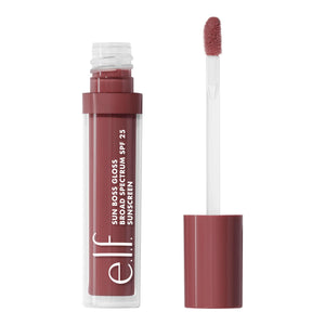 e.l.f. Sun Boss Gloss SPF 25 aporta brillo intenso y color sedoso.