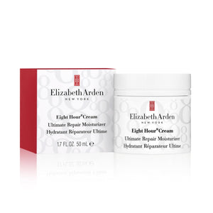 Elizabeth Arden Eight Hour Ultimate Repair crema en botella, hidratación duradera para piel saludable.