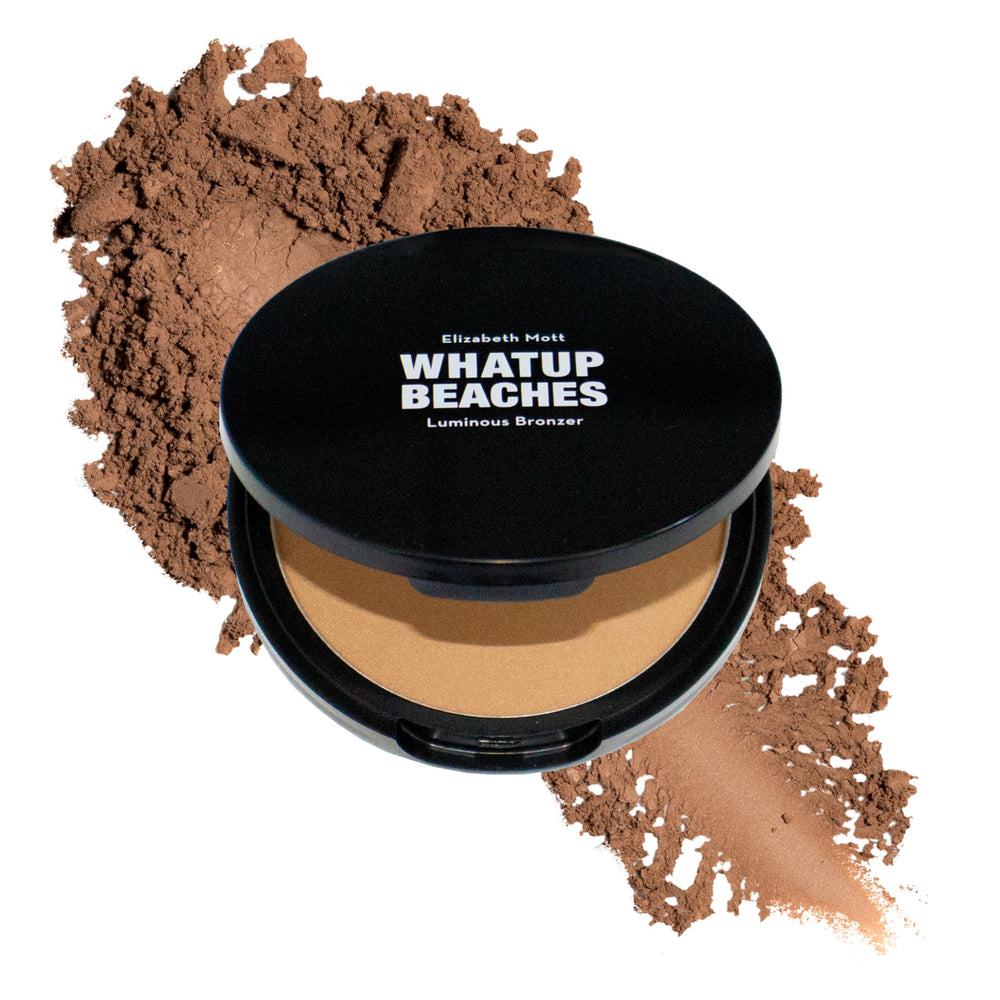 Elizabeth Mott Whatup Beaches Bronzer: botella visible para un bronceado natural diario.